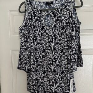MSK Blue and White Swirl Top